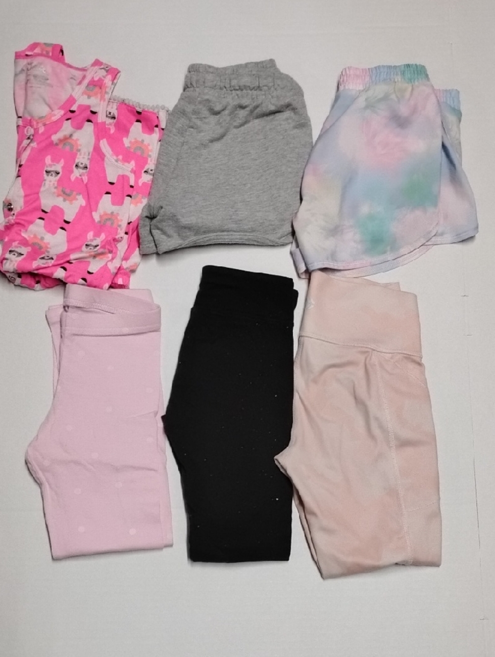 Justice Cat & Jack Girls Activewear Bundle Llama Tank Romper Shorts Leggings Lot